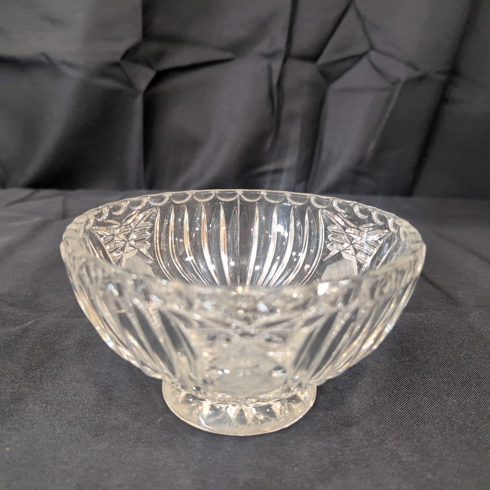 Vintage American Brilliant Style Cut Glass Lidded Candy Dish Pinwheel Starburst - Picture 4 of 8